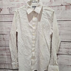 Express Mens Fitted Stretch Cotton Pinstripe Dress Shirt Medium